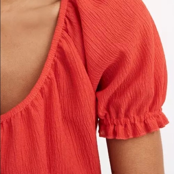 MADEWELL TEXTURE & THREAD Peasant Short Sleeve Top Blouse S - Picture 6 of 9